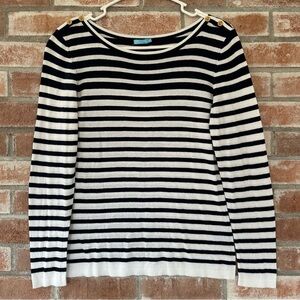 J. McLaughlin Striped Sweater Navy Blue White Women’s Small Nautical